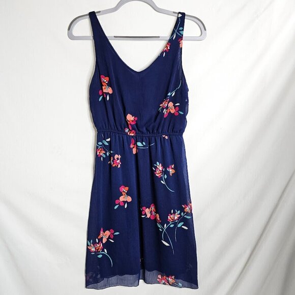 OLD NAVY Floral Dress NAVY BLUE Pink & Red Floral size S Feminine Colorful Cute - Picture 2 of 6